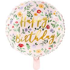 PartyDeco Folieballong Happy Birthday Blommor