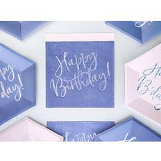 PartyDeco 20 Blue Iridescent Birthday Napkins, Happy Birthday Paper Napkins, Birthday Napkins, Blue Napkins, Iridescent