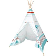 Play Tent Small Foot 11216 Tent Tipi Made of Wood and Cotton, Colourful Play and Retreat Area in Beautiful Indian Design, Easy to Set up Toy, Multicolour