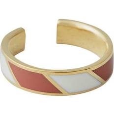 Design Letters Striped Candy Ring - Gold/Red/White