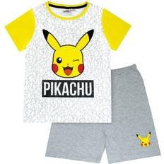 Pokémon Boy's Pikachu Face Card Pajamas Set - White/Grey/Yellow