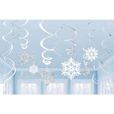 Party Decorations Amscan Snowflakes Silver & White Ceiling Swirls Dangling Christmas Decorations (Pack of 12 Swirls)