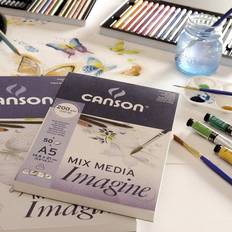 Papier Canson Imagine Mixed Media 200gsm paper, natural white, A4 pad including 50 sheets