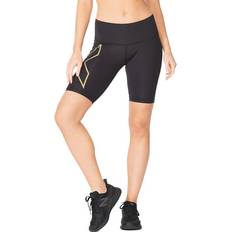 Nylon Shorts 2XU Light Speed Mid-Rise Compression Shorts Women - Black/Gold Reflective