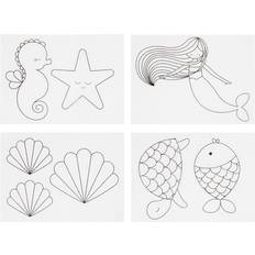 Vannbasert Håndtverk Creativ Company Shrink Plastic Sheets with motives, mermaid, 10,5x14,5 cm, thickness 0,3 mm, matt transparent, 4 sheet/ 1 pack