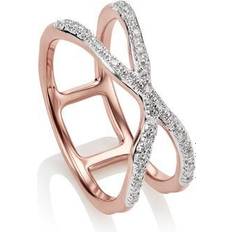 Monica Vinader Riva Wave Cross Ring - Rose Gold/Silver/Diamonds