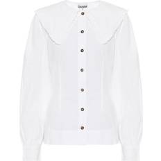 XXL Blouses Ganni Cotton Poplin Fitted Shirt - Bright White