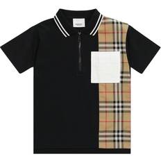 Burberry Vintage Check Panel Cotton Zip-front Polo Shirt - Black (80423191)