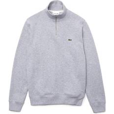Lacoste Pullover Lacoste Zippered Stand Up Collar Cotton Sweatshirt - Silver Chine
