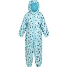 Isolationsfunktion Regenbekleidung Regatta Kid's Printed Splat II Waterproof Puddle Suit - Cool Aqua Penguin