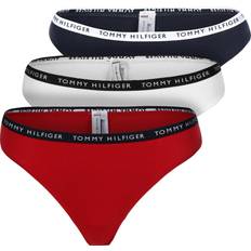 Elastan/Lycra/Spandex Slips Tommy Hilfiger Recycled Cotton Thongs 3-pack - White/Desert Sky/Primary Red