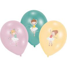 Amscan 9903964 6 Latex Balloons Little Dancer, Pink, Yellow & Blue, Standard Size