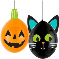 Amscan 9907456 Latex Balloons Halloween Friends, Pack of 2, Cat and Pumpkin, Balloon, Hanging Decoration, Party