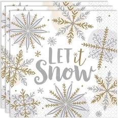 Amscan 512174 Christmas Shining Snowflake Party Luncheon Napkins 16 Pack