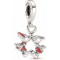 Pandora Disney Mickey Mouse & Minnie Mouse Kissing Dangle Charm - Silver/Red