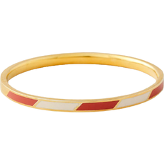 Design Letters Striped Candy Bangle - Gold/White/Red