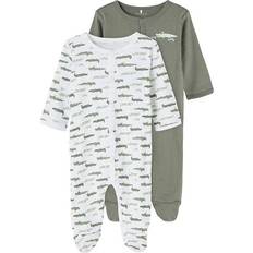 M Schlafanzüge Name It Snap Button Nightsuit 2-pack - Green/Agave Green (13198650)