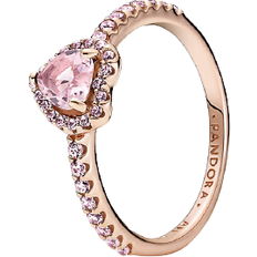 Pandora Sparkling Elevated Heart Ring - Rose Gold/Pink