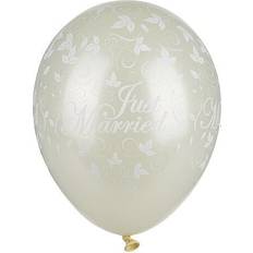 Papstar Luftballons "Just Married" elfenbein metallic Umfang: 900 mm, Durchmesser: 290 mm, aus Naturkautschuklatex
