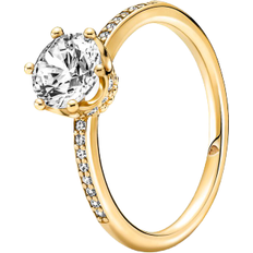 Pandora Solitaire Rings Pandora Sparkling Crown Solitaire Ring - Gold/Transparent