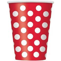 Unique Party 37496 12oz Red Polka Dot Paper Cups, Pack of 6