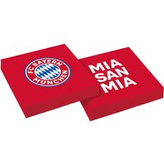 Amscan 9906509 9906509-FC Bayern Munich, Pack of 20, 33 x 33 cm, Colour: Blue, White, Paper Napkins are Perfect Fan Club or The Football Theme Party, Red/Red-Brown, Standard Size