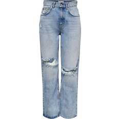 Only Bukser & Shorts Only Robyn Life Hw Ankle Straight Fit Jeans - Blue/Medium Blue Denim