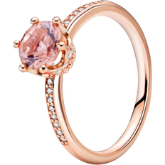 Solitaire Rings Pandora Sparkling Crown Solitaire Ring - Rose Gold/Pink/Transparent