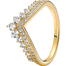 Pandora Gold Plated Rings Pandora Timeless Wish Tiara Ring - Gold/Transparent