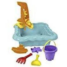 Wader Happy Summer 72012 Pastel Coloured Sand Pit with Mill, Bucket, Shovel, Rake, Boat and Sand Shape, Approx. 35.5 x 35.5 x 14 cm, from 12 Months, Ideal as a Gift for Creative Play
