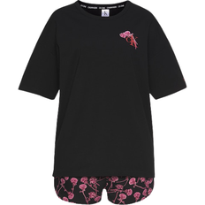 Calvin Klein CK One Glitter Floral Print Shorts Pyjama Set - Black/Red