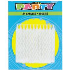 Unique Party 1905WC Striped White Birthday Candles, Pack of 24