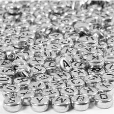 Creativ Company Letter Beads, D 7 mm, hole size 1,2 mm, silver, 21 g/ 1 pack