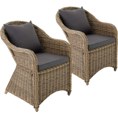 tectake 2 Poly- rattan luxury garden chair + cushion and back cushions