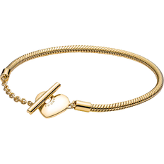 T bar Pandora Moments Heart T-Bar Snake Chain Bracelet - Gold