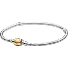 Pandora Moments Two-Tone Barrel Clasp Snake Chain Bracelet - Silver/Gold