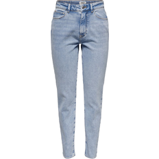 Damen Jeans Only Emily High Waisted Straight Fit Jeans - Blue/Blue Light Denim