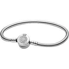 Bracelets Pandora Moments Sparkling Crown O Snake Chain Bracelet - Silver/Transparent