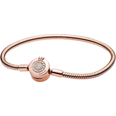 Rose Gold Bracelets Pandora Moments Sparkling Crown O Snake Chain Bracelet - Rose Gold/Transparent
