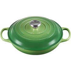Le creuset shallow casserole 30cm Cookware Le Creuset Green Signature Bamboo Cast Iron Round with lid 3.2 L 30 cm
