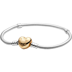 Pandora Moments Heart Clasp Snake Chain Bracelet - Silver/Gold
