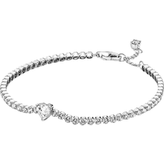 Pandora Sparkling Heart Tennis Bracelet - Silver/Transparent