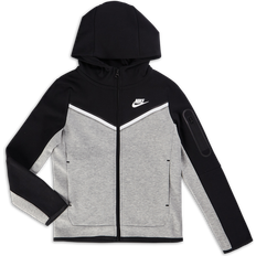 Tops Nike Boy's Sportswear Tech Fleece Full Zip Hoodie - Black/Dark Grey Heather/White (CU9223-013)