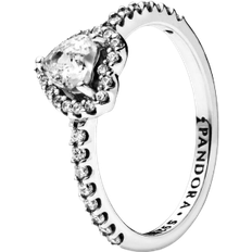 Pandora Elevated Heart Ring - Silver/Transparent