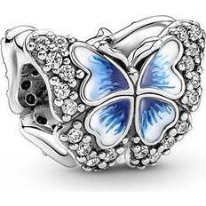 Charms & Anhänger Pandora Butterfly Sparkling Charm - Silver/White/Blue/Transparent