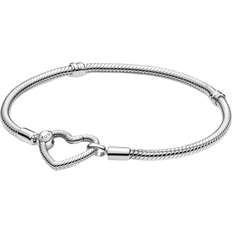 Bracelets Pandora Moments Heart Closure Snake Chain Bracelet - Silver