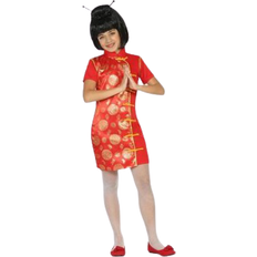 Th3 Party Chinese Woman Costume for Children Red