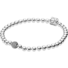 Beads & Pavé Bracelet - Silver/Transparent