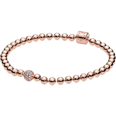 Rose Gold Bracelets Pandora Beads & Pavé Bracelet - Rose Gold/Transparent
