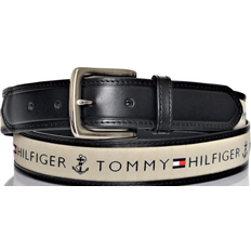 Cotton Belts Tommy Hilfiger Ribbon Inlay Leather Belt - Natural/Black